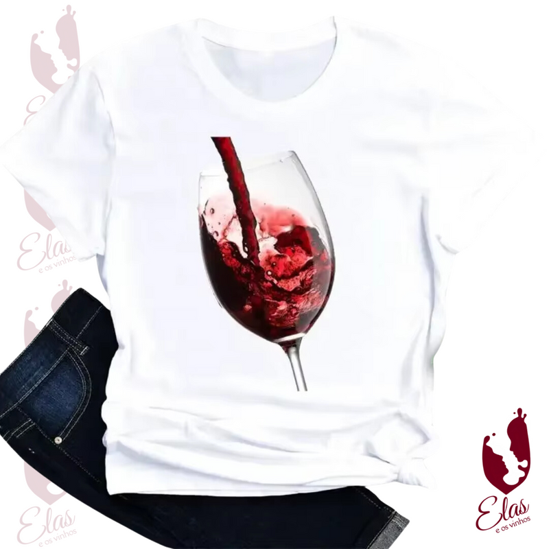 Camiseta Feminina Manga Curta Taças & Vinhos - LineWine