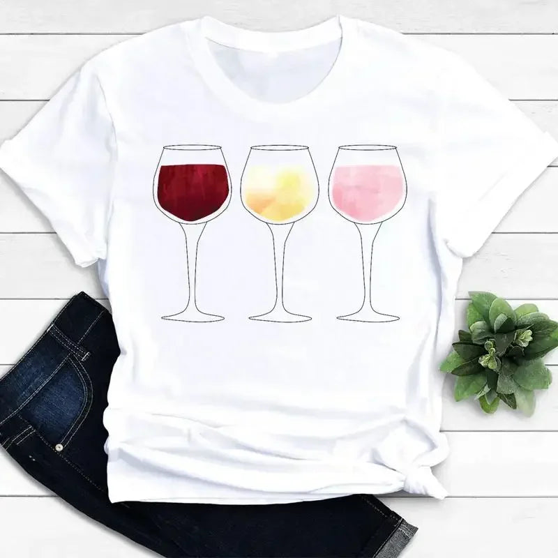 Camiseta Feminina Manga Curta Taças & Vinhos - LineWine