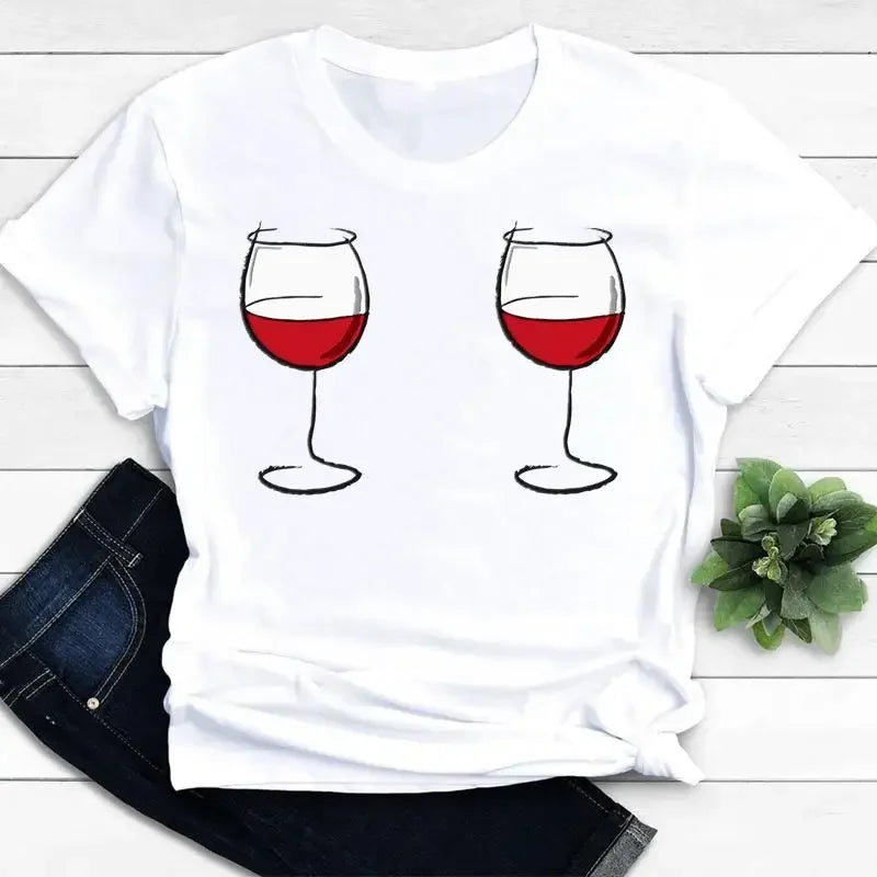 Camiseta Feminina Manga Curta Taças & Vinhos - LineWine