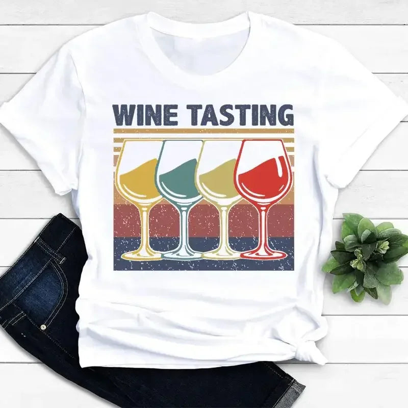 Camiseta Feminina Manga Curta Taças & Vinhos - LineWine