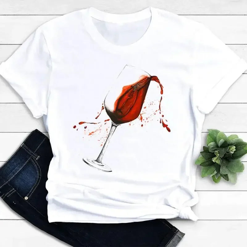 Camiseta Feminina Manga Curta Taças & Vinhos - LineWine