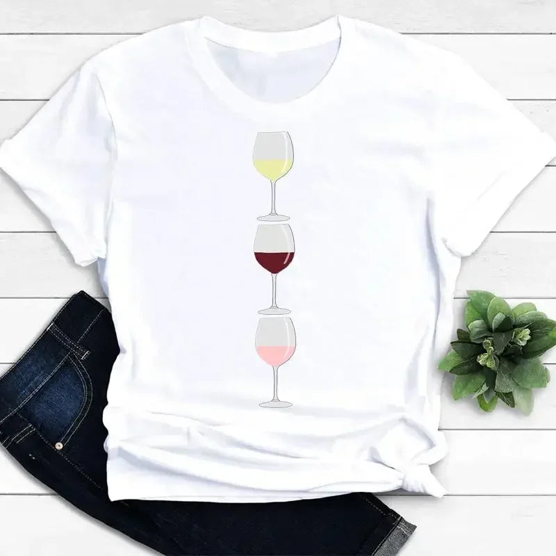 Camiseta Feminina Manga Curta Taças & Vinhos - LineWine