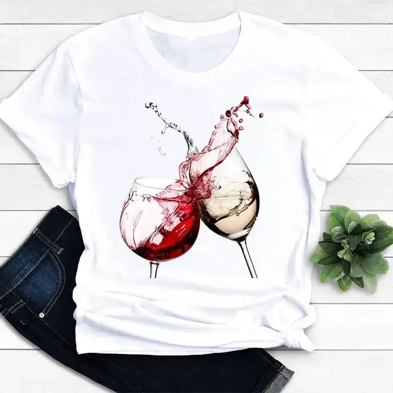 Camiseta Feminina Manga Curta Taças & Vinhos - LineWine