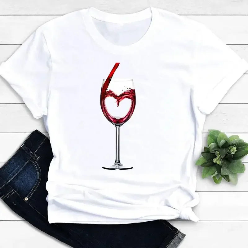 Camiseta Feminina Manga Curta Taças & Vinhos - LineWine