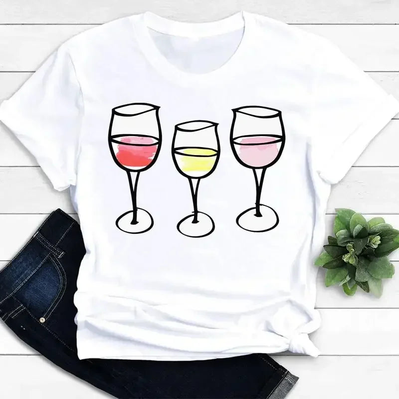 Camiseta Feminina Manga Curta Taças & Vinhos - LineWine