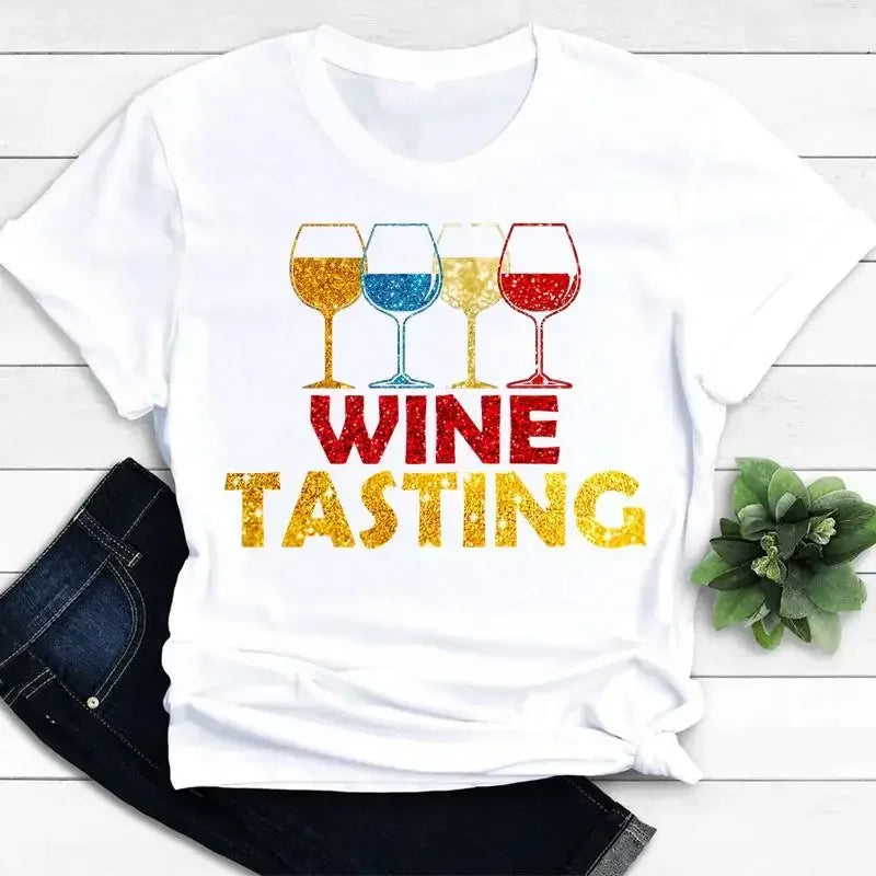 Camiseta Feminina Manga Curta Taças & Vinhos - LineWine