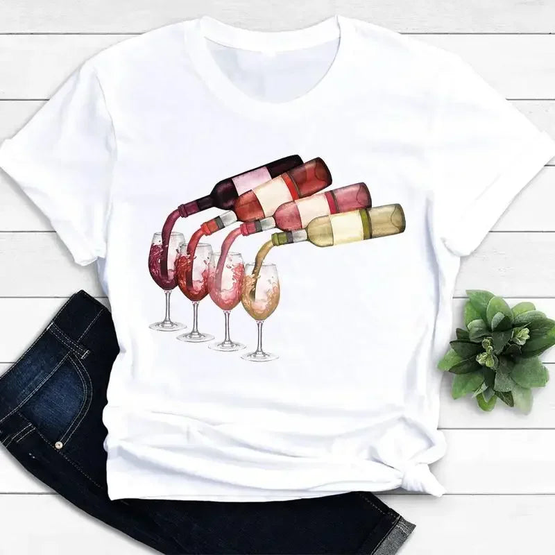 Camiseta Feminina Manga Curta Taças & Vinhos - LineWine