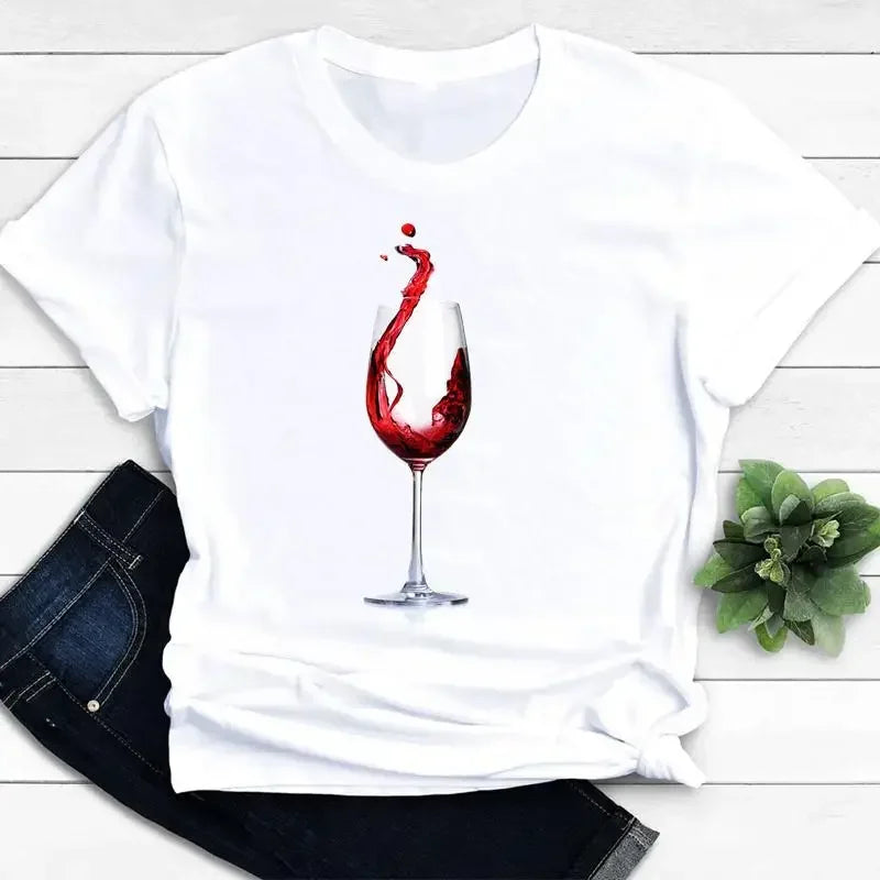 Camiseta Feminina Manga Curta Taças & Vinhos - LineWine