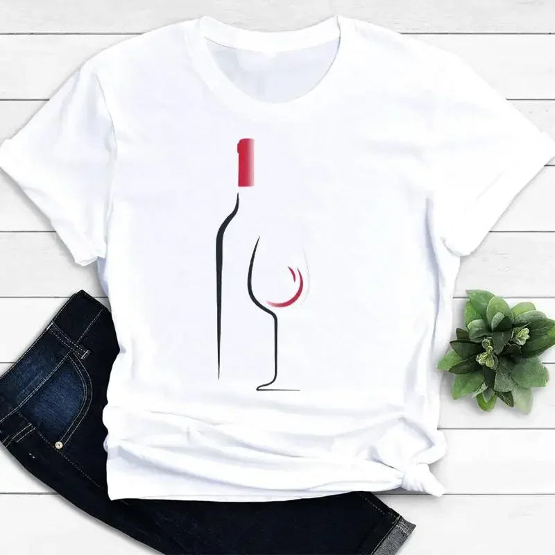 Camiseta Feminina Manga Curta Taças & Vinhos - LineWine