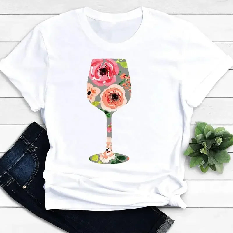 Camiseta Feminina Manga Curta Taças & Vinhos - LineWine